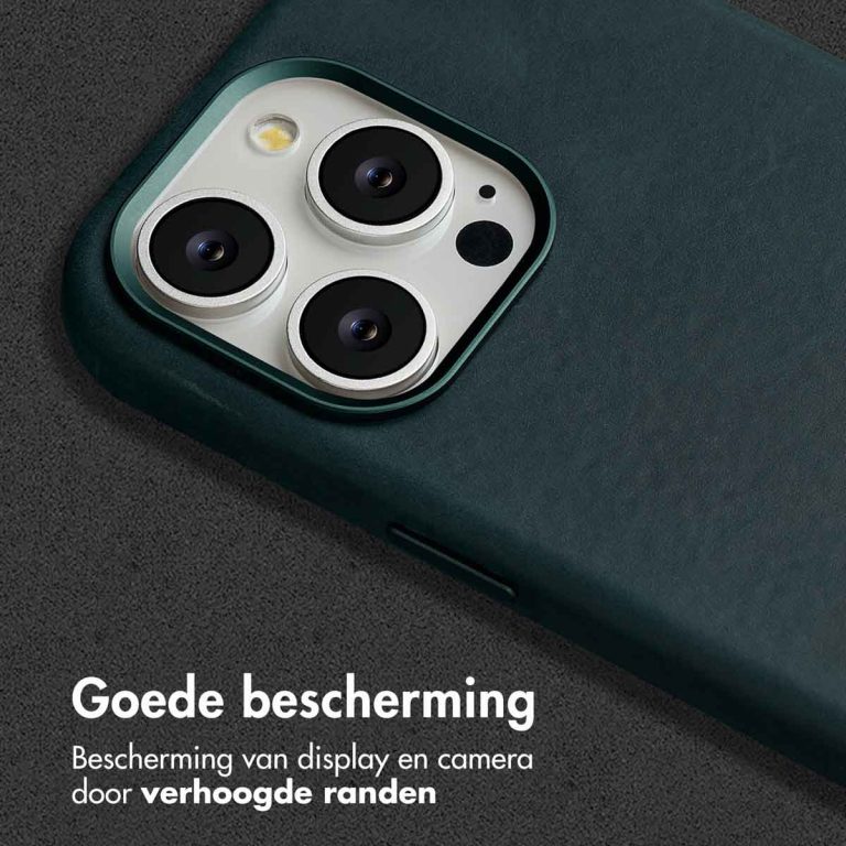 Accezz Vintage Leather Magsafe Backcover iPhone 15 Pro Max - Smokey Green - Afbeelding 10