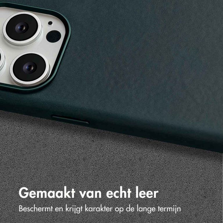 Accezz Vintage Leather Magsafe Backcover iPhone 15 Pro Max - Smokey Green - Afbeelding 8