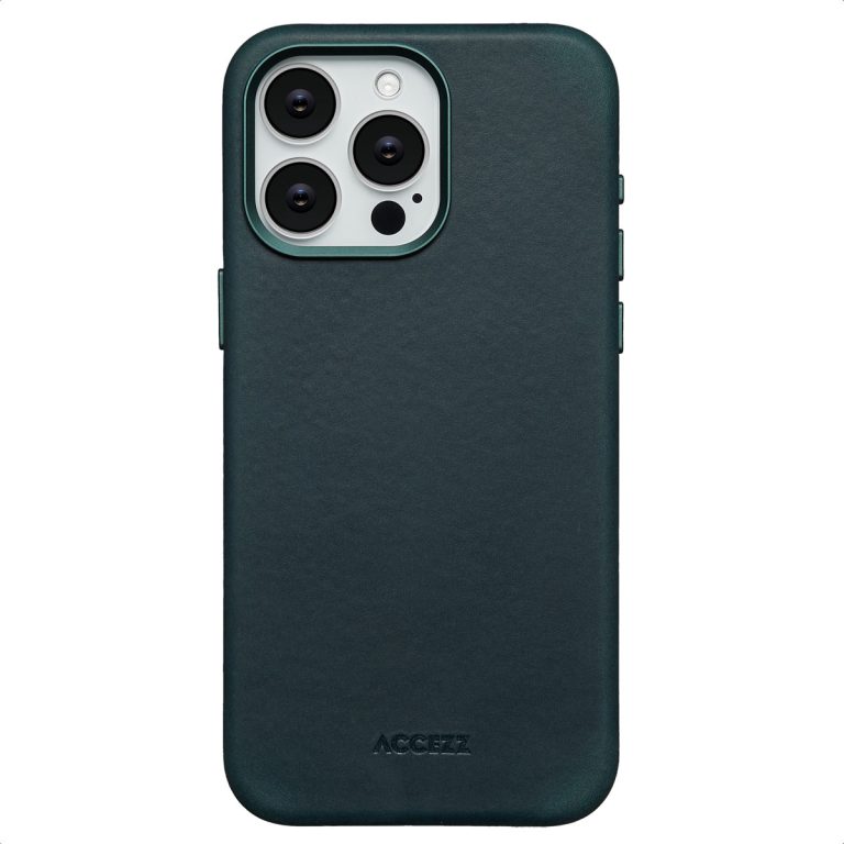 Accezz Vintage Leather Magsafe Backcover iPhone 15 Pro Max - Smokey Green - Afbeelding 7
