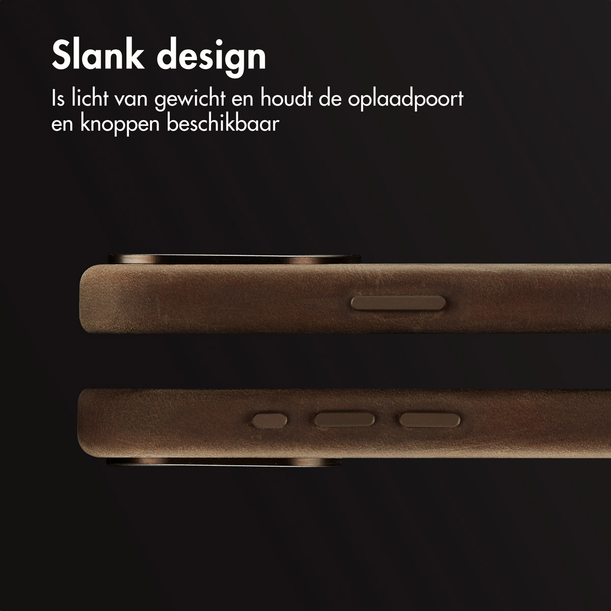 Accezz Vintage Leather Magsafe Backcover Apple iPhone 15 Pro Max - Rustic Brown - Afbeelding 6