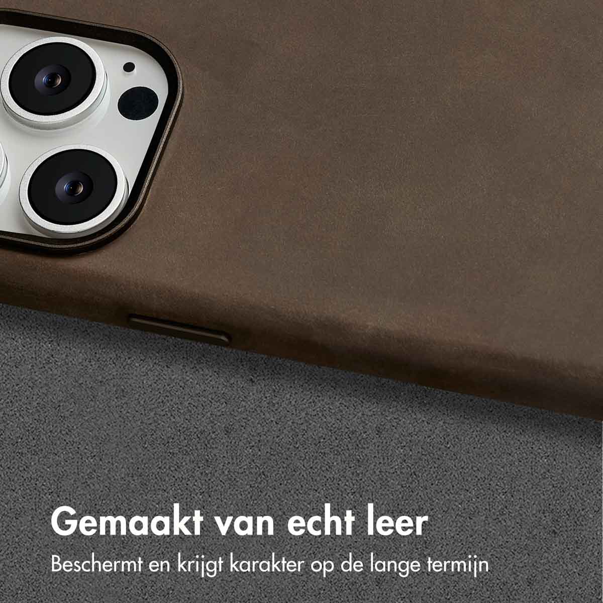 Accezz Vintage Leather Magsafe Backcover Apple iPhone 15 Pro Max - Rustic Brown - Afbeelding 5