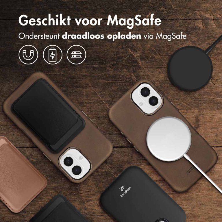 Accezz Vintage Leather Magsafe Backcover Apple iPhone 16 - Rustic Brown - Afbeelding 9