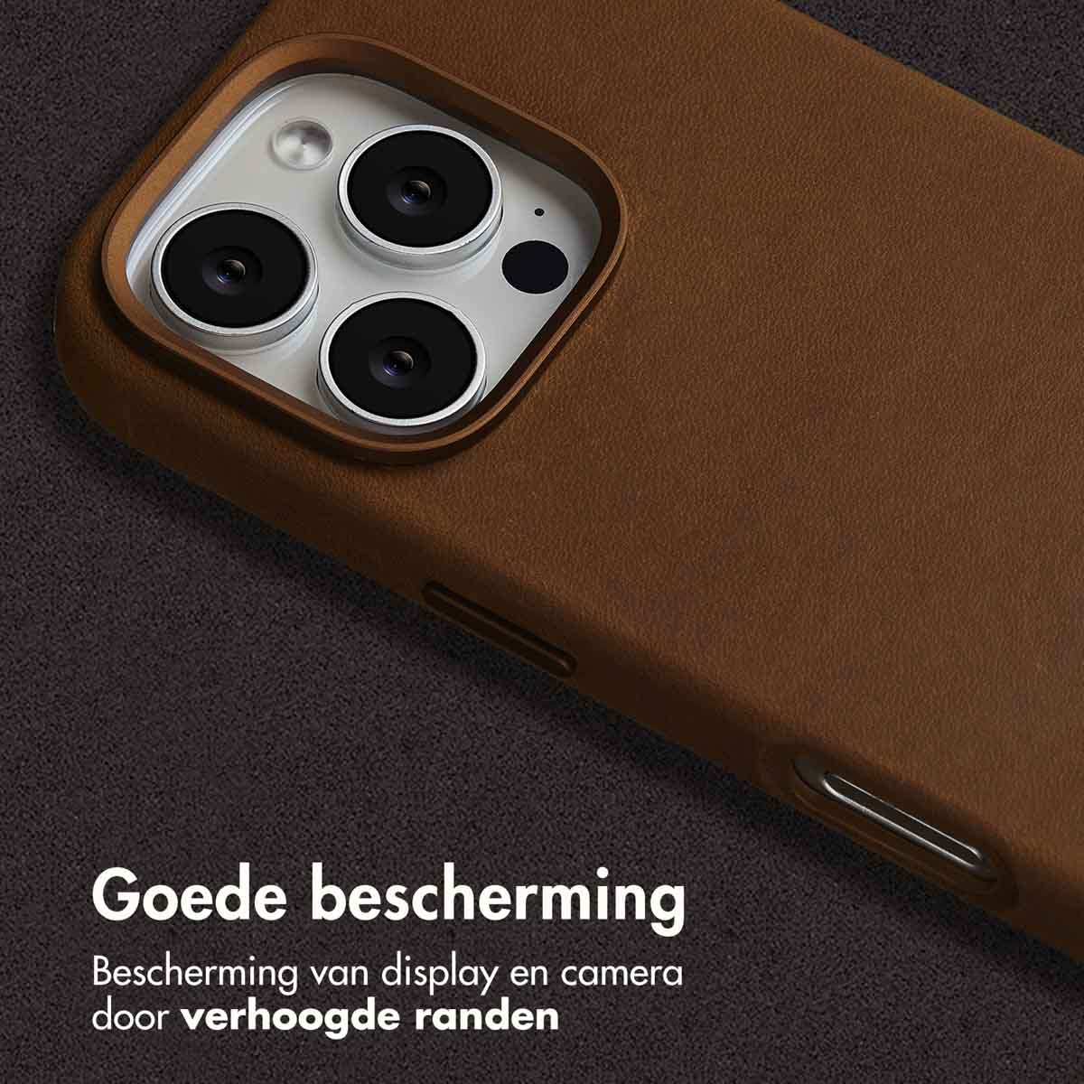 Accezz Vintage Leather Magsafe Backcover Apple iPhone 16 Pro - Tabacco Cognac - Afbeelding 5