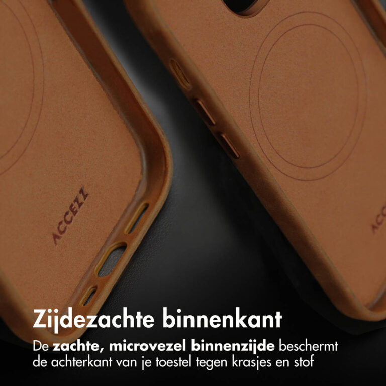 Accezz Vintage Leather MagSafe Backcover Apple iPhone 16 Pro - Tabacco Cognac - Afbeelding 10
