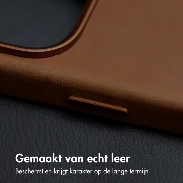 Accezz Vintage Leather MagSafe Backcover Apple iPhone 16 Pro - Tabacco Cognac - Afbeelding 8
