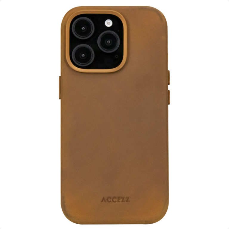 Accezz Vintage Leather MagSafe Backcover Apple iPhone 16 Pro - Tabacco Cognac - Afbeelding 7