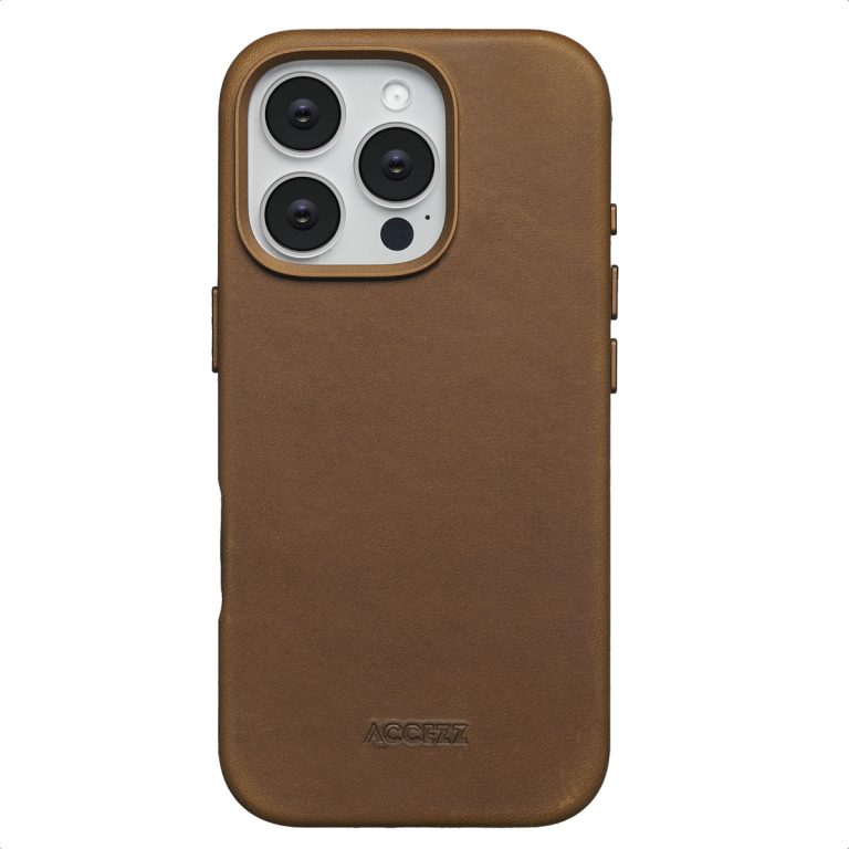 Accezz Vintage Leather Magsafe Backcover Apple iPhone 16 Pro - Tabacco Cognac - Afbeelding 10