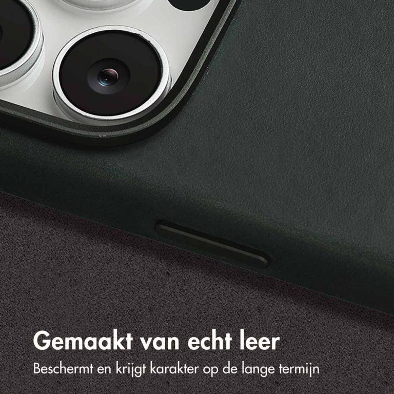 Accezz Vintage Leather Magsafe Backcover Apple iPhone 16 Pro - Smokey Green - Afbeelding 8