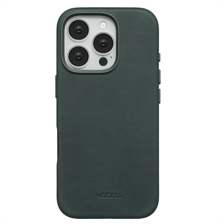 Accezz Vintage Leather Magsafe Backcover Apple iPhone 16 Pro - Smokey Green - Afbeelding 7