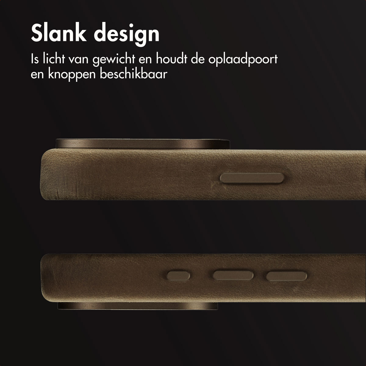 Accezz Vintage Leather Magsafe Backcover Apple iPhone 16 Pro - Rustic Brown - Afbeelding 2