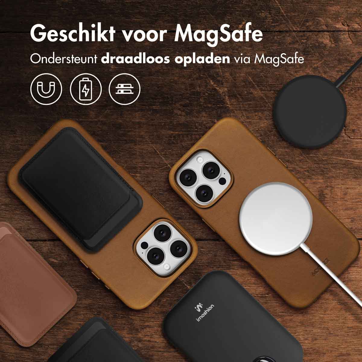 Accezz Vintage Leather Magsafe Backcover Apple iPhone 16 Pro Max - Tabacco Cognac - Afbeelding 5