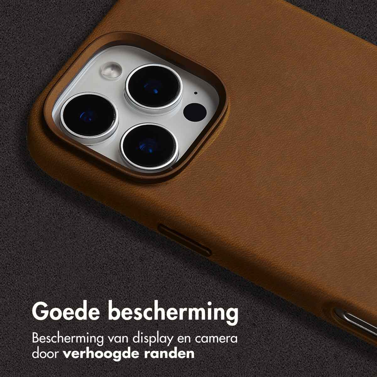 Accezz Vintage Leather Magsafe Backcover Apple iPhone 16 Pro Max - Tabacco Cognac - Afbeelding 4