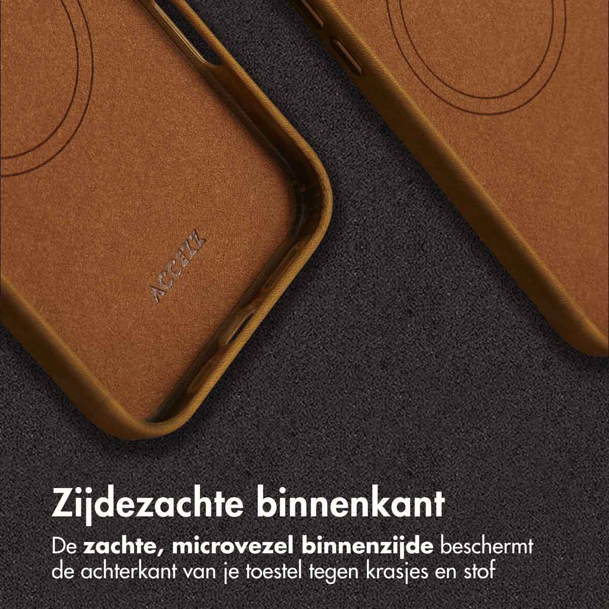 Accezz Vintage Leather Magsafe Backcover Apple iPhone 16 Pro Max - Tabacco Cognac - Afbeelding 3