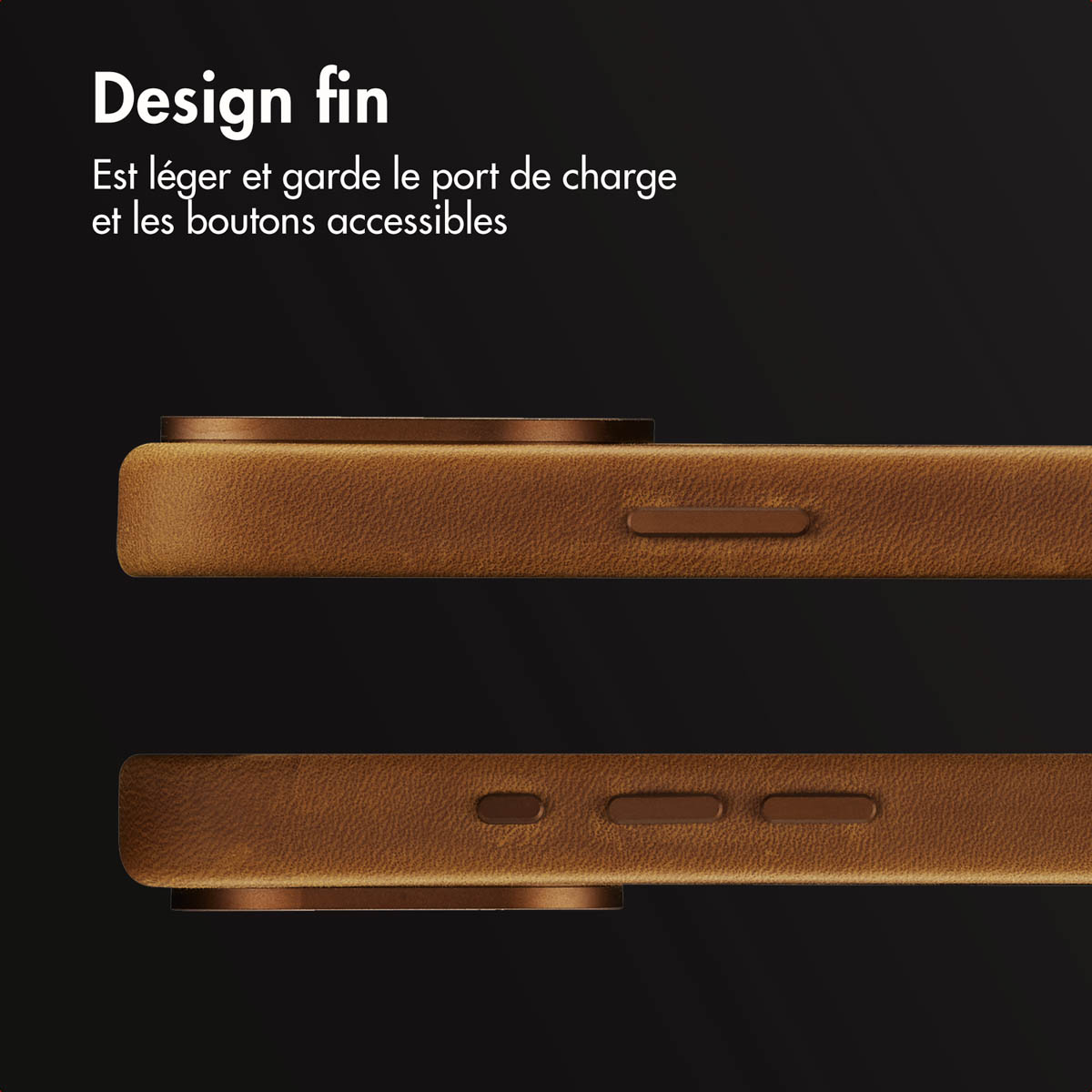 Accezz Vintage Leather Magsafe Backcover Apple iPhone 16 Pro Max - Tabacco Cognac - Afbeelding 8