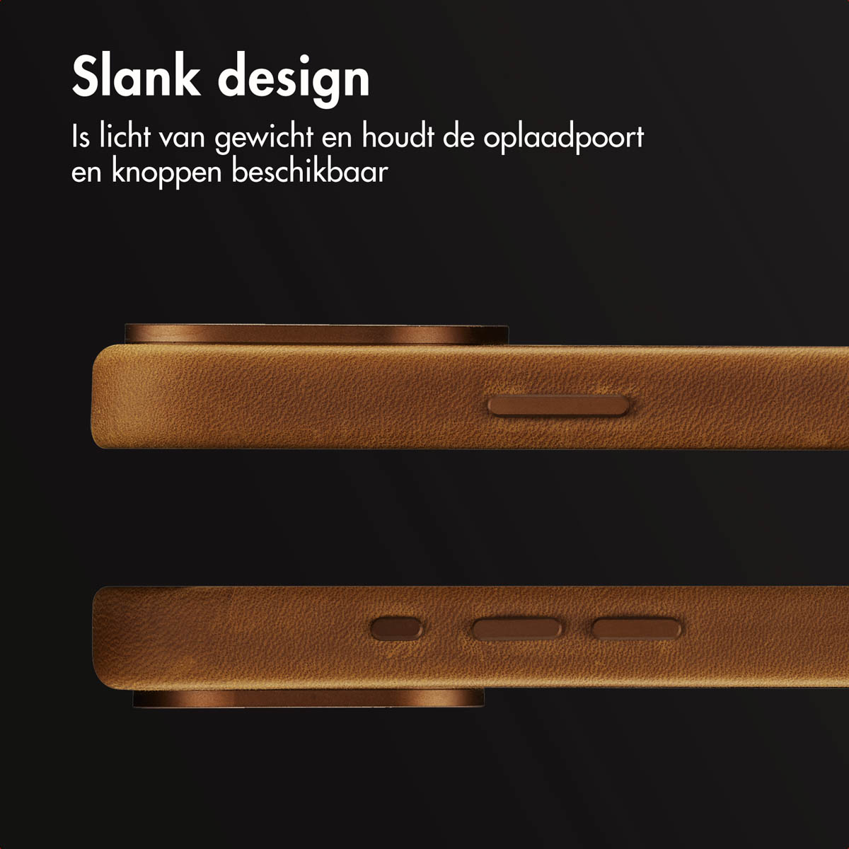 Accezz Vintage Leather Magsafe Backcover Apple iPhone 16 Pro Max - Tabacco Cognac - Afbeelding 2