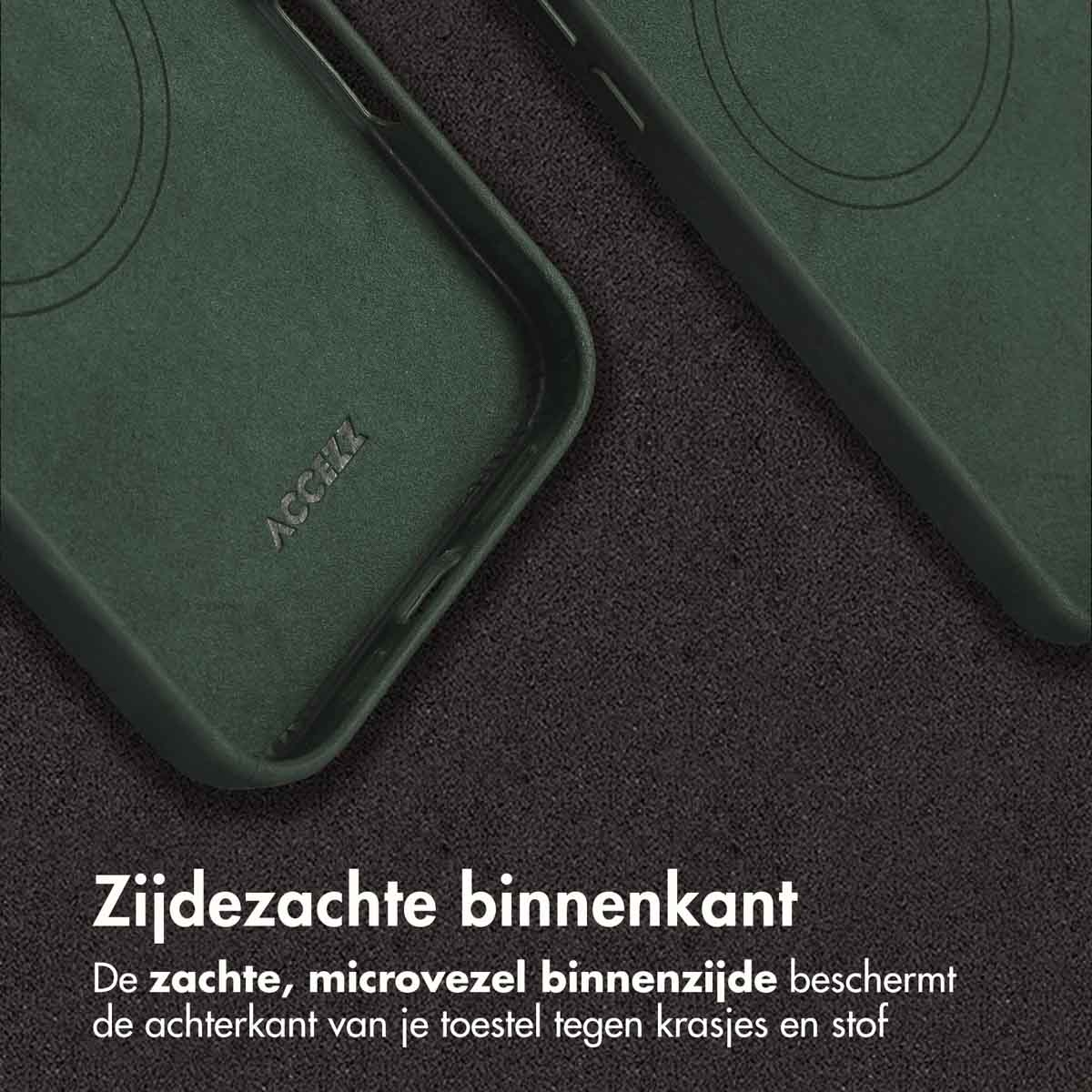 Accezz Vintage Leather Magsafe Backcover Apple iPhone 16 Pro Max - Smokey Green - Afbeelding 4