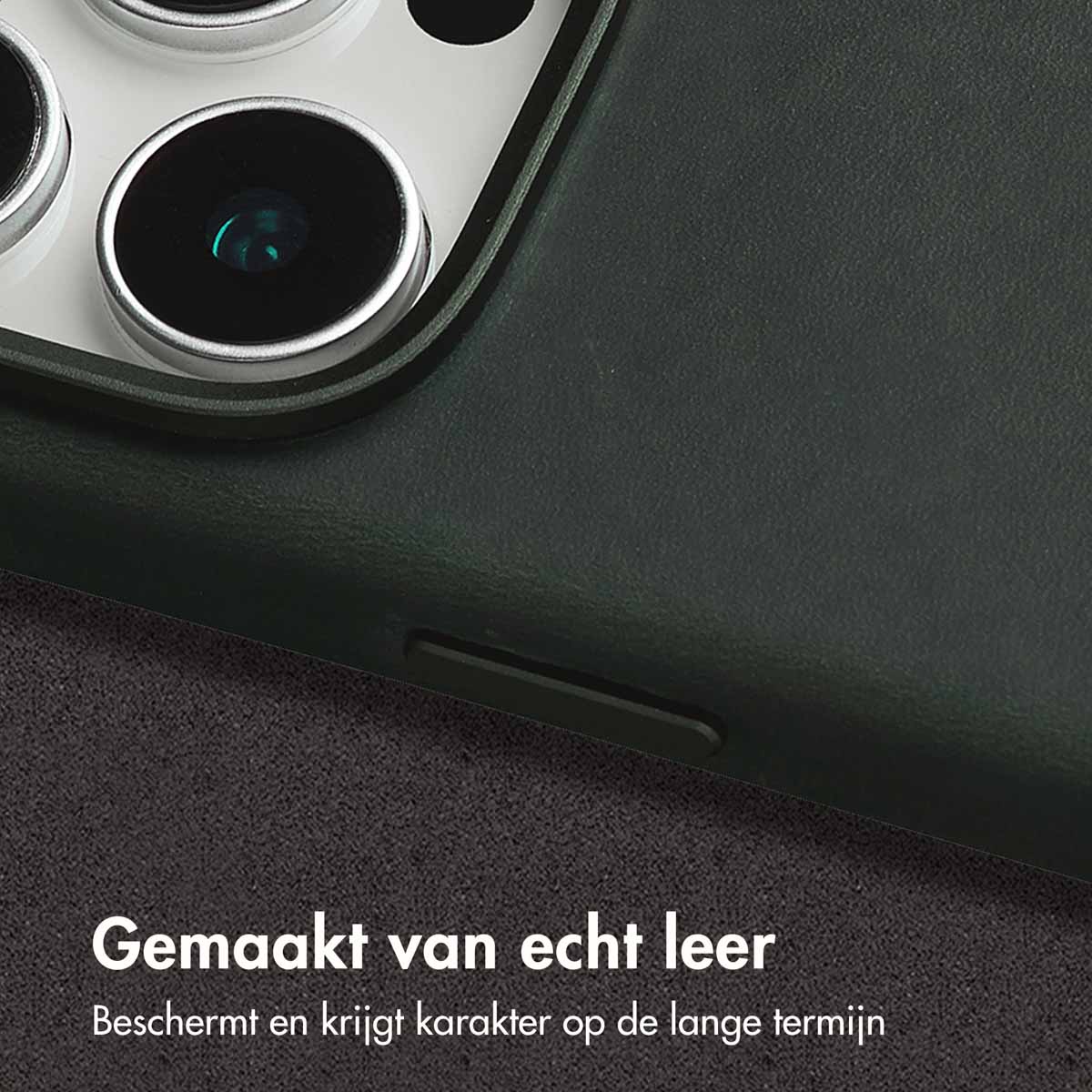 Accezz Vintage Leather Magsafe Backcover Apple iPhone 16 Pro Max – Smokey Green