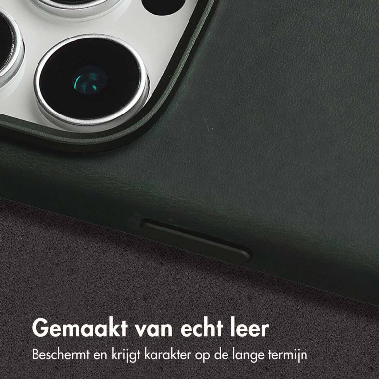Accezz Vintage Leather Magsafe Backcover Apple iPhone 16 Pro Max - Smokey Green - Afbeelding 8