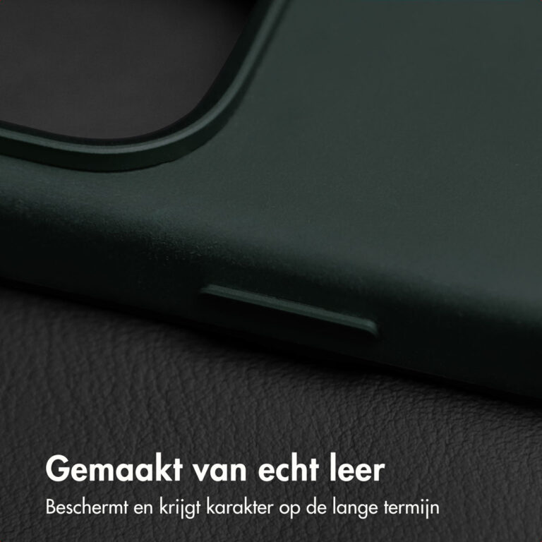 Accezz Vintage Leather MagSafe Backcover Apple iPhone 16 Pro Max - Smokey Green - Afbeelding 5