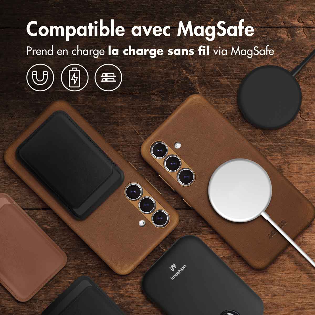 Accezz Vintage Leather Magsafe Backcover Samsung Galaxy S24 / S25 - Tabacco Cognac - Afbeelding 8