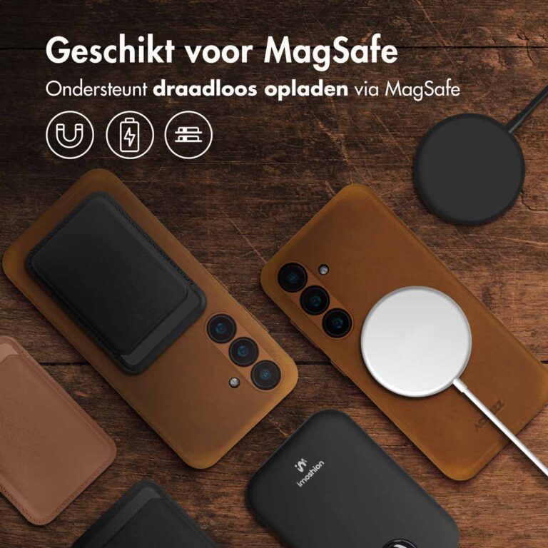 Accezz Vintage Leather Magsafe Backcover Samsung Galaxy S24 / S25 - Tabacco Cognac - Afbeelding 9