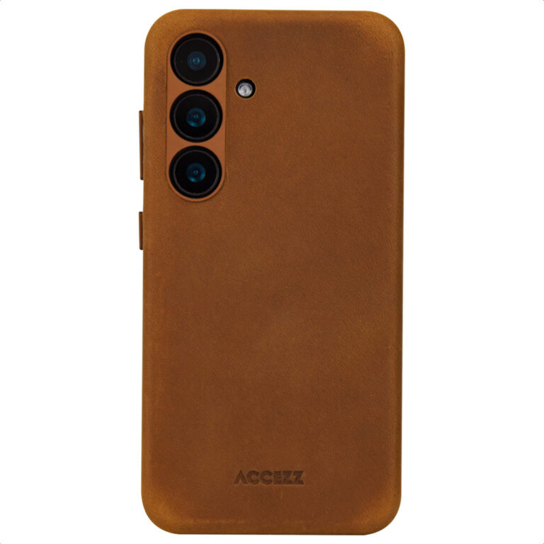 Accezz Vintage Leather Magsafe Backcover Samsung Galaxy S24 / S25 - Tabacco Cognac - Afbeelding 4