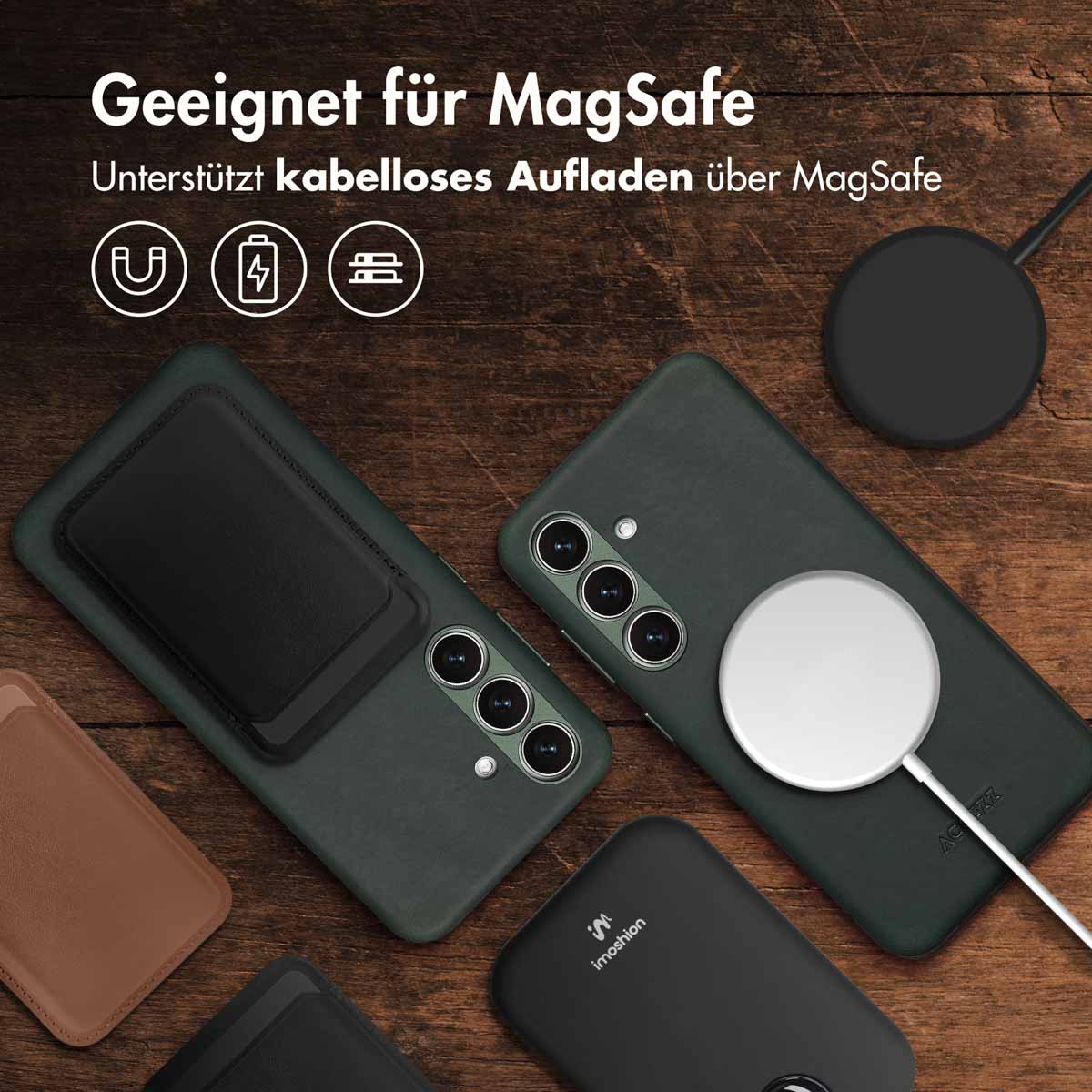 Accezz Vintage Leather Magsafe Backcover Samsung Galaxy S24 / S25 - Smokey Green - Afbeelding 8