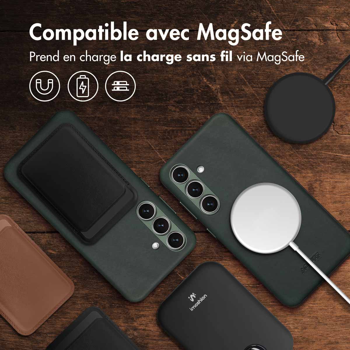 Accezz Vintage Leather Magsafe Backcover Samsung Galaxy S24 / S25 - Smokey Green - Afbeelding 9