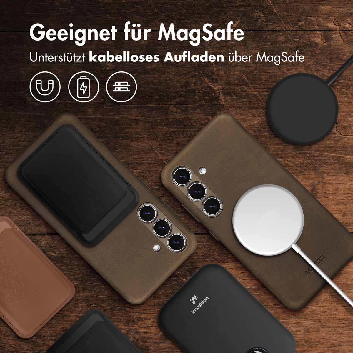 Accezz Vintage Leather Magsafe Backcover Samsung Galaxy S24 / S25 - Rustic Brown - Afbeelding 7