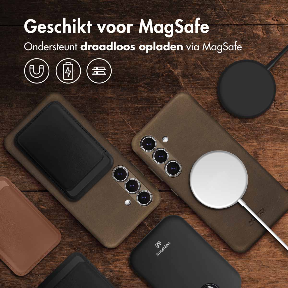 Accezz Vintage Leather Magsafe Backcover Samsung Galaxy S24 / S25 - Rustic Brown - Afbeelding 9