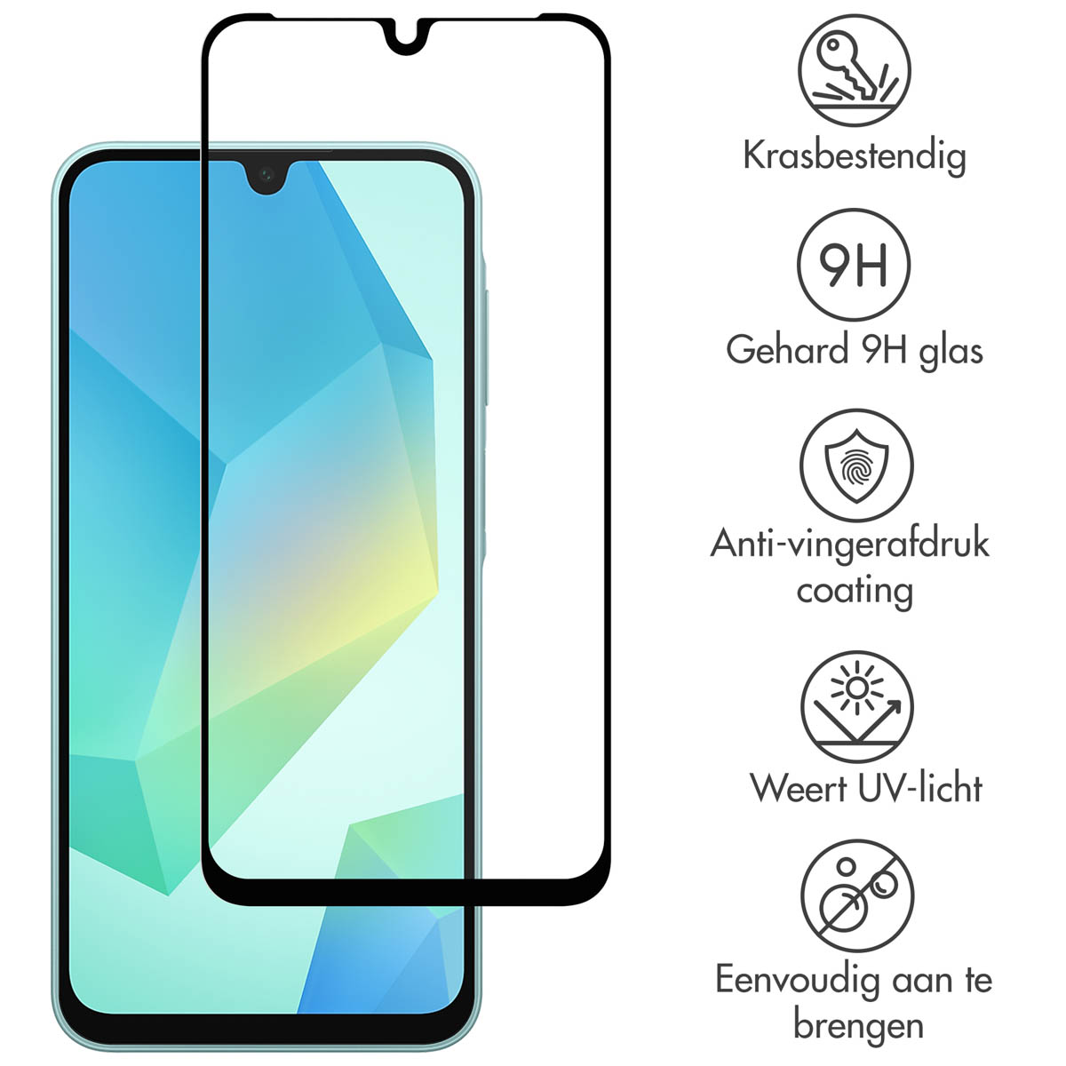 Accezz Gehard Glas Full Cover Screenprotector Samsung Galaxy A16 / A17 / A26 - Afbeelding 4
