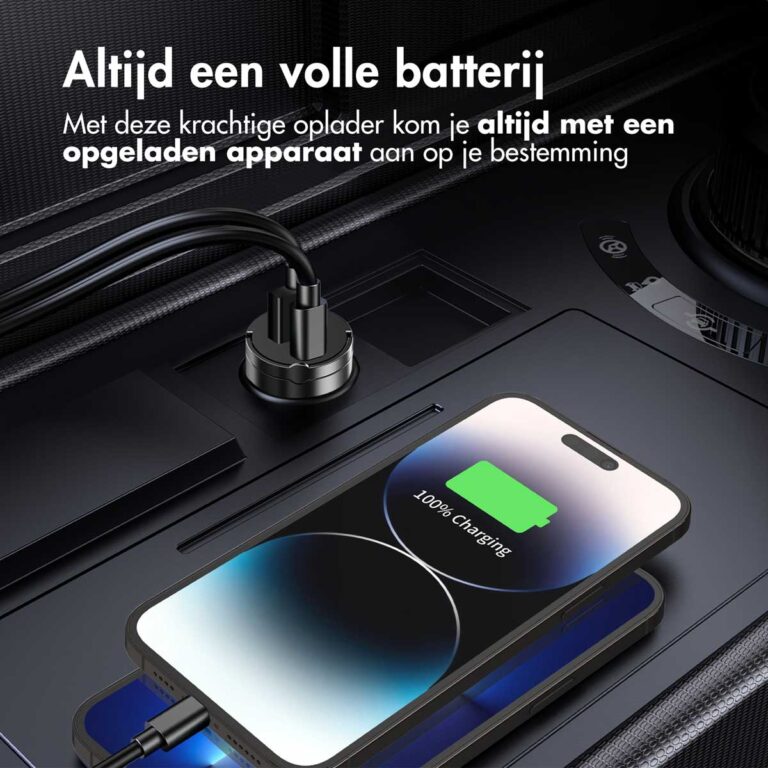 Accezz Autolader | Snellader met 2 poorten - USB-A 30 watt + USB-C 65 watt - Zwart - Afbeelding 4