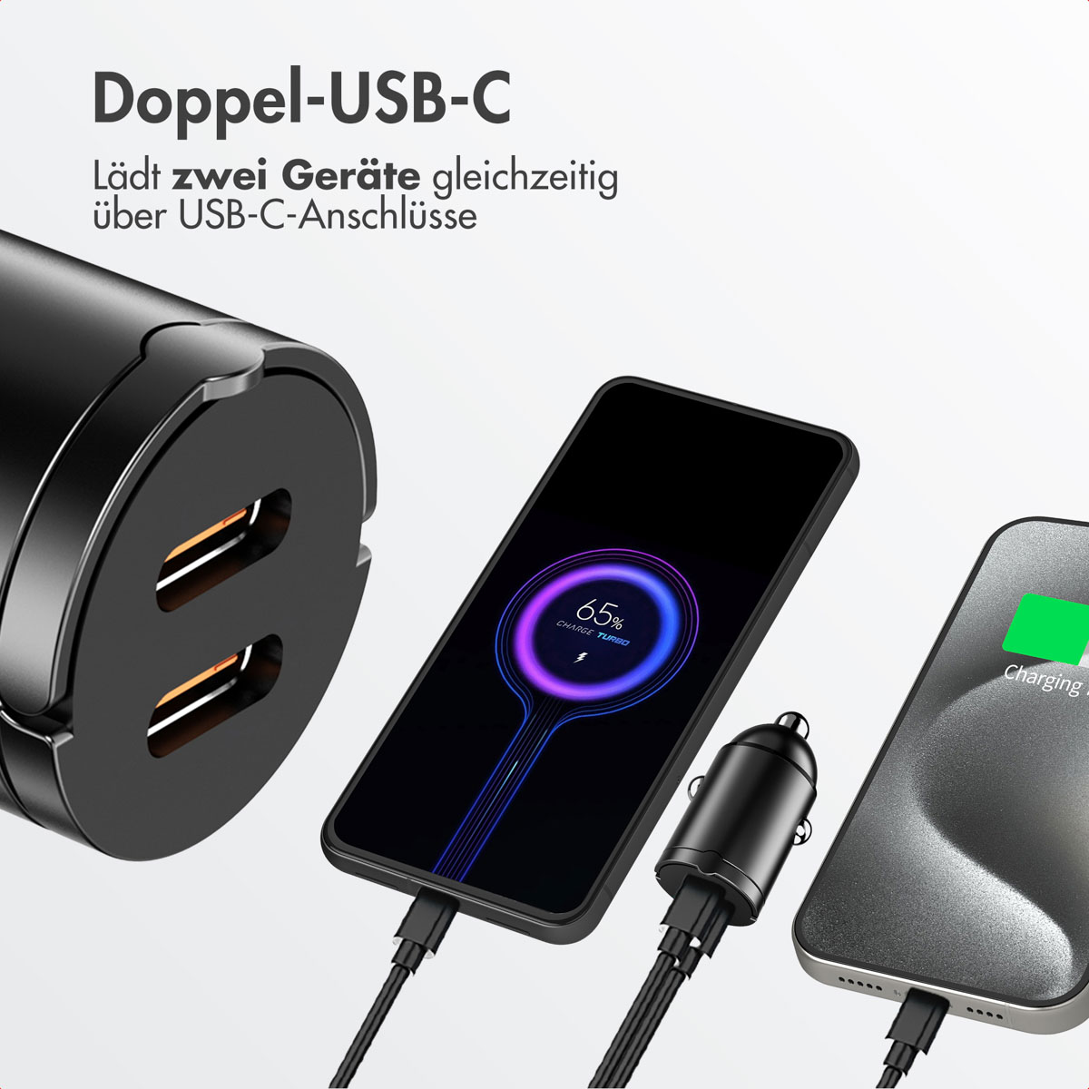 Accezz Autolader | Snellader met 2 poorten - 2x USB-C 65 watt - Afbeelding 7