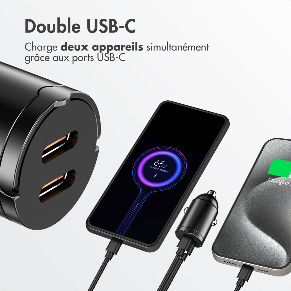 Accezz Autolader | Snellader met 2 poorten - 2x USB-C 65 watt - Afbeelding 8