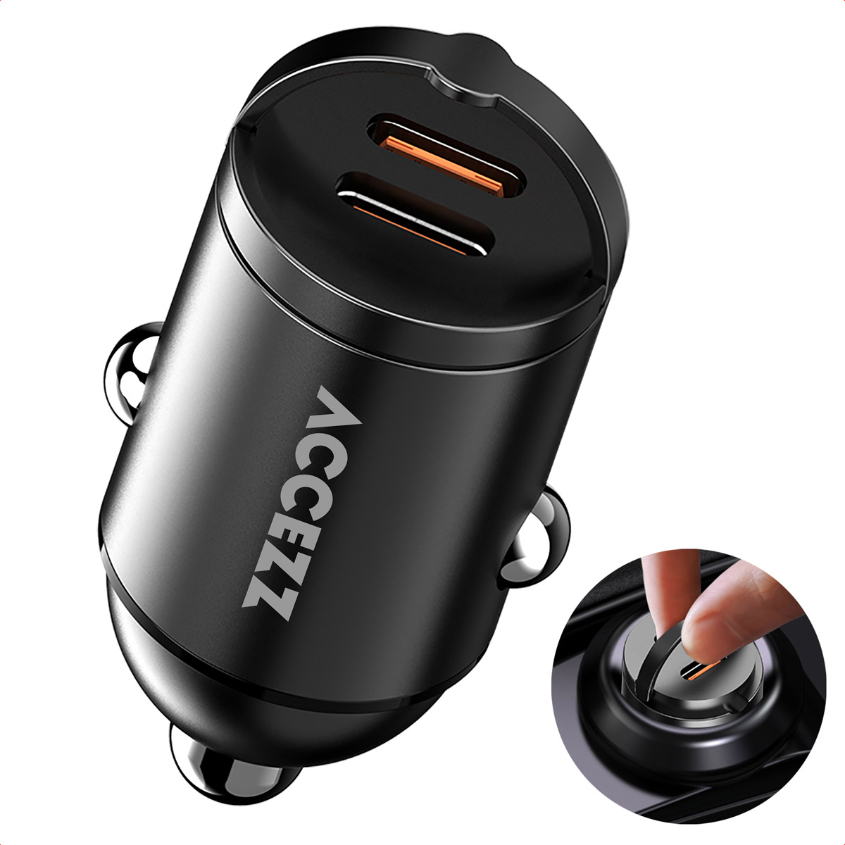 Accezz Autolader | Snellader met 2 poorten – 2x USB-C 65 watt