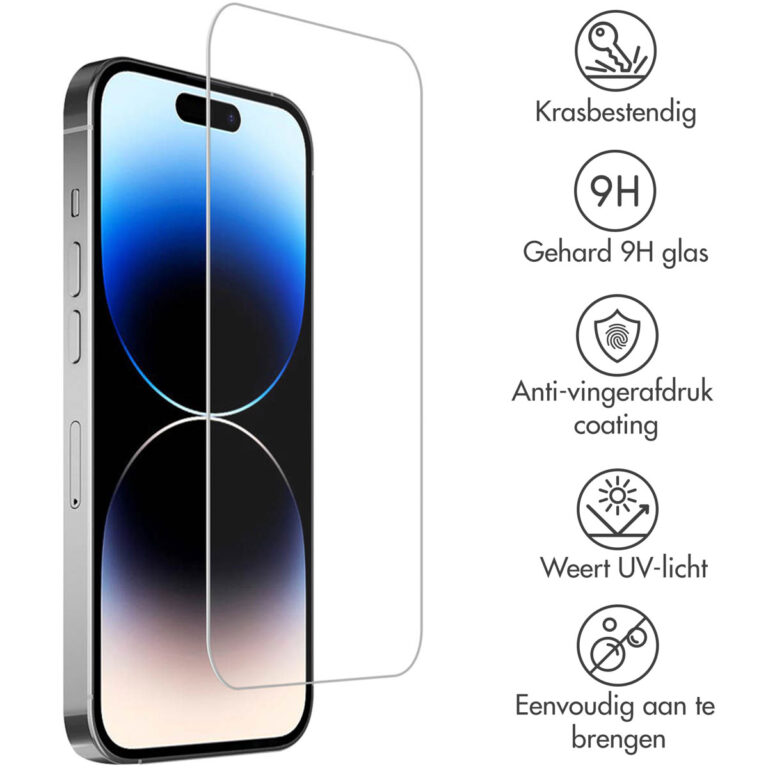 Accezz Gehard Glas Screenprotector 2-pack Apple iPhone 15 / 15 Pro / 16 - Afbeelding 5