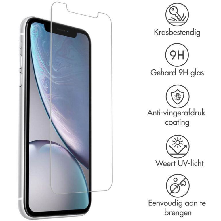 Accezz Gehard Glas Screenprotector 2-pack Apple iPhone 12 (Pro) / 11 / XR - Afbeelding 5