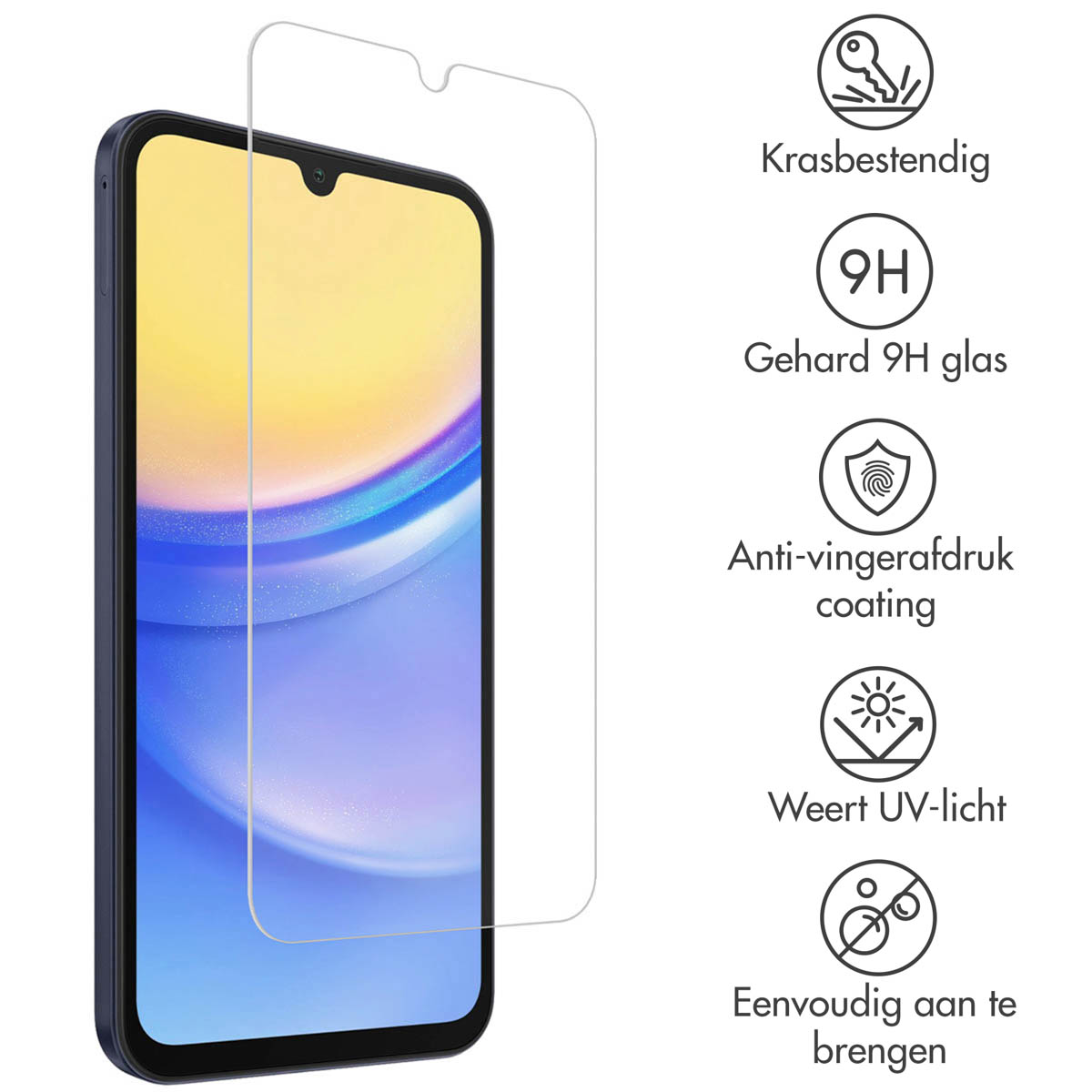 Accezz Gehard Glas Screenprotector 2-pack Samsung Galaxy A15 (5G/4G) - Afbeelding 5
