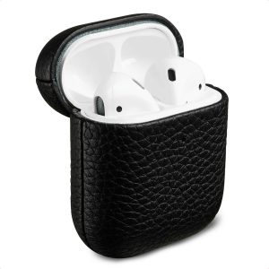 Accezz Echt Leren Case Apple AirPods 1 / 2 - Zwart