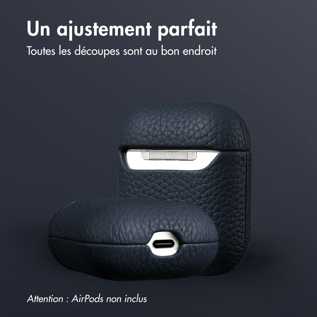 Accezz Echt Leren Case Apple AirPods 1 / 2 - Donkerblauw - Afbeelding 10