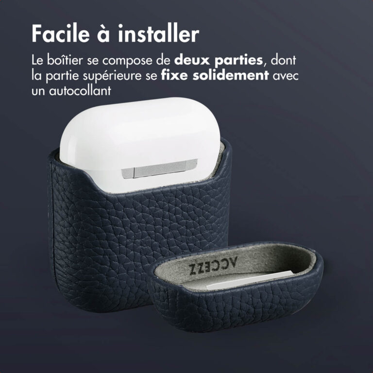 Accezz Echt Leren Case AirPods 1 / 2 - Donkerblauw - Afbeelding 9