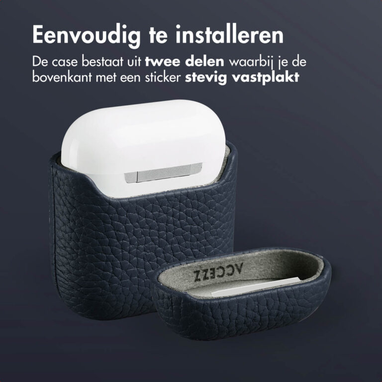 Accezz Echt Leren Case AirPods 1 / 2 - Donkerblauw - Afbeelding 5