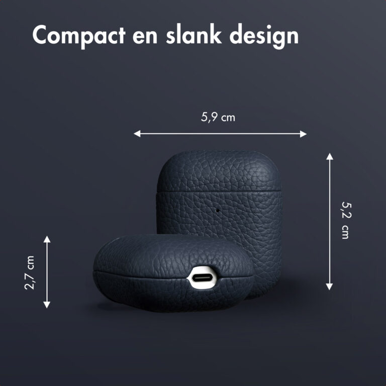 Accezz Echt Leren Case AirPods 1 / 2 - Donkerblauw - Afbeelding 6