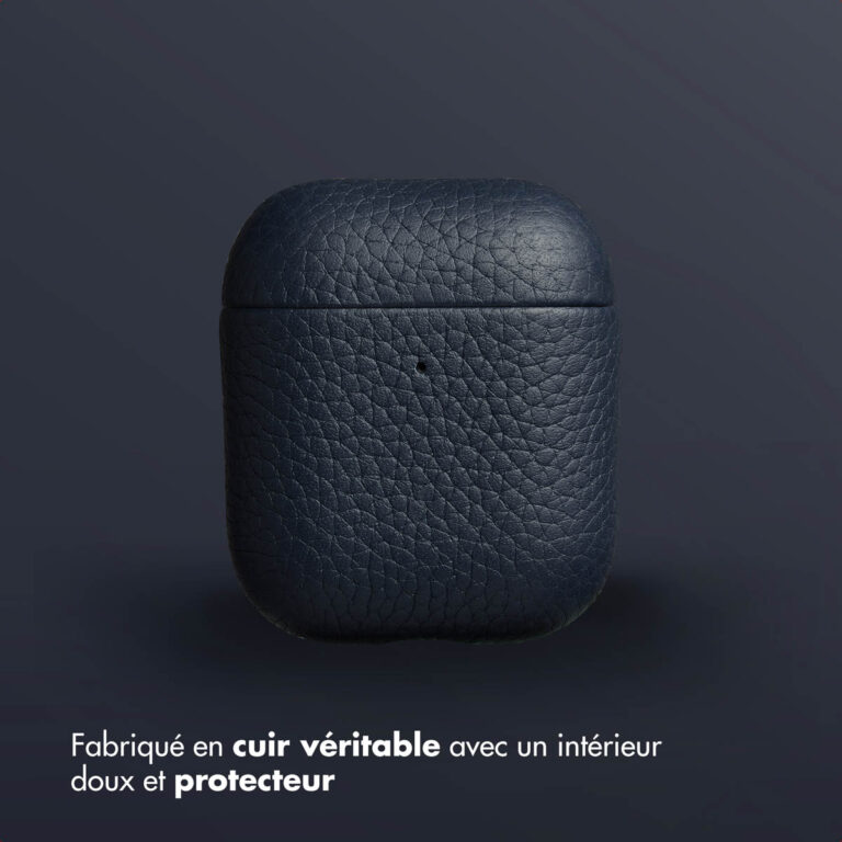 Accezz Echt Leren Case AirPods 1 / 2 - Donkerblauw - Afbeelding 8