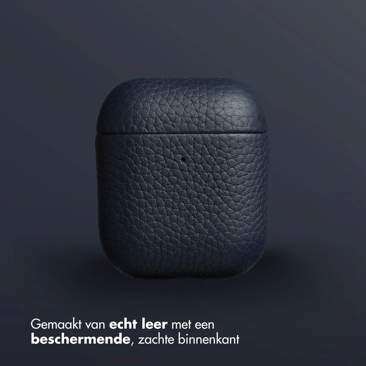 Accezz Echt Leren Case Apple AirPods 1 / 2 - Donkerblauw - Afbeelding 6