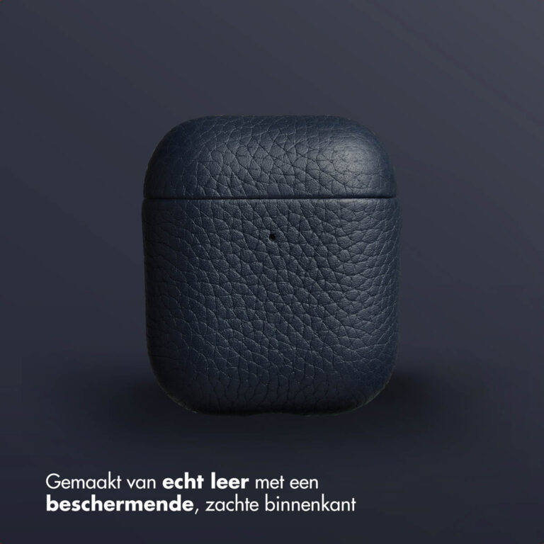 Accezz Echt Leren Case AirPods 1 / 2 - Donkerblauw - Afbeelding 4