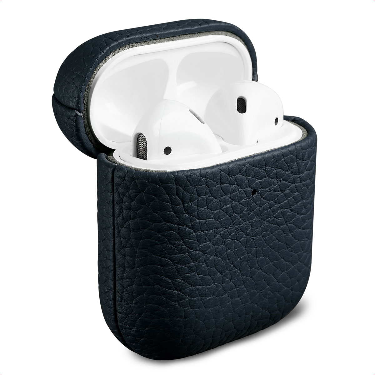 Accezz Echt Leren Case Apple AirPods 1 / 2 - Donkerblauw - Afbeelding 2