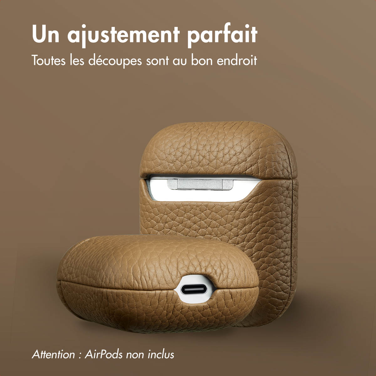 Accezz Echt Leren Case Apple AirPods 1 / 2 - Taupe - Afbeelding 10
