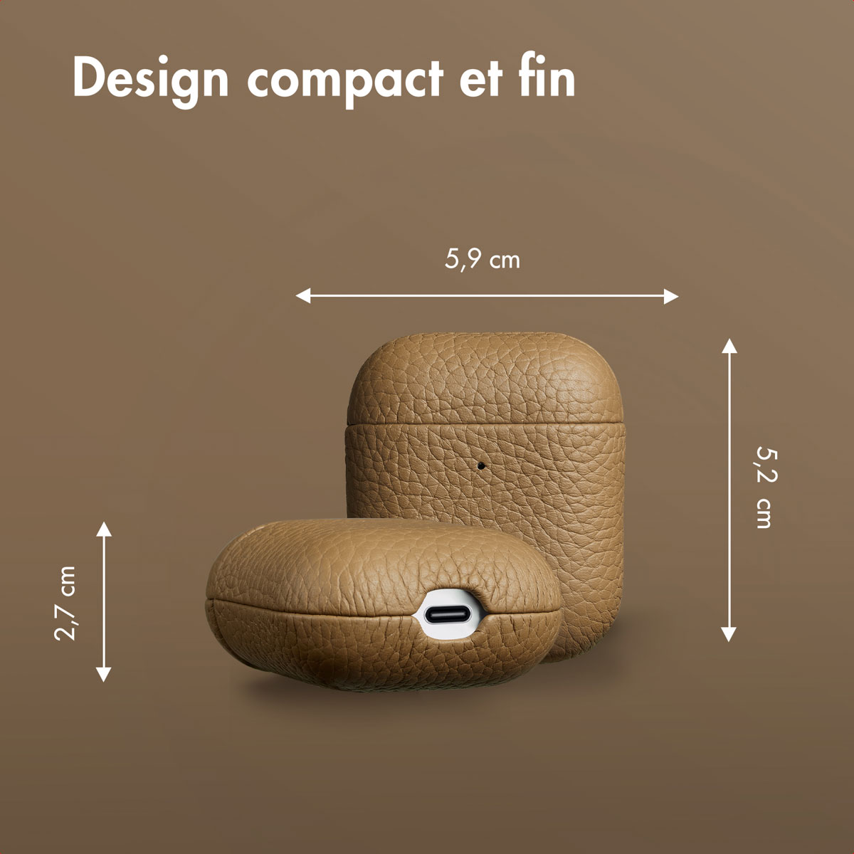 Accezz Echt Leren Case Apple AirPods 1 / 2 - Taupe - Afbeelding 10