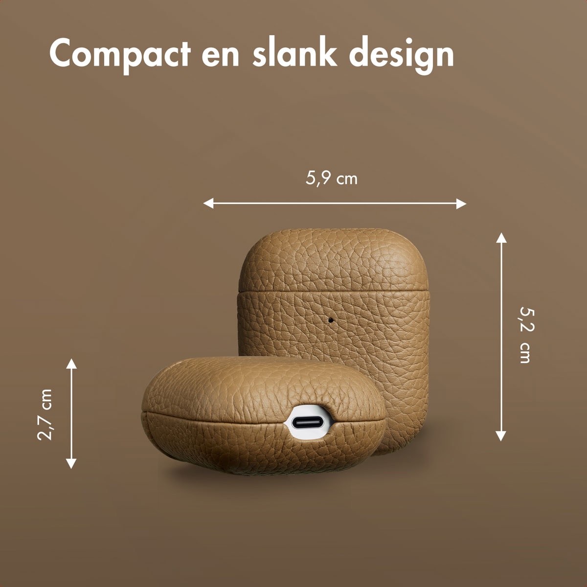 Accezz Echt Leren Case Apple AirPods 1 / 2 - Taupe - Afbeelding 6
